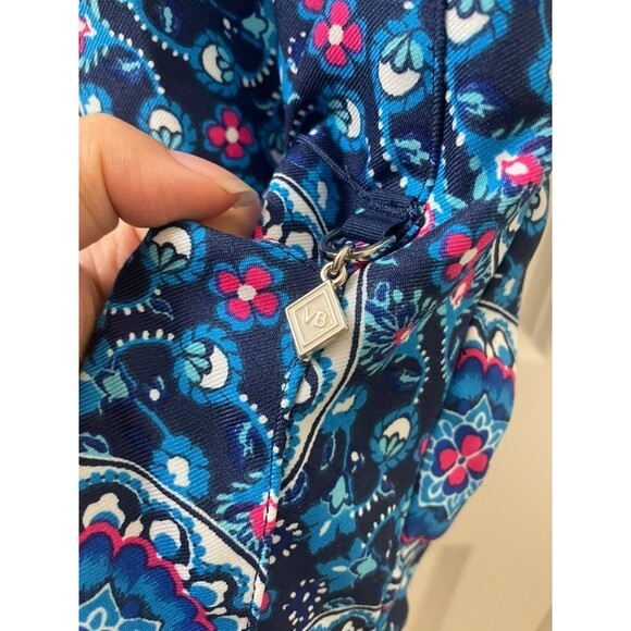 Vera Bradley Medical Scrub Top Large Women Floral Pockets Short Sleeve Blue PINK - Picture 6 of 8